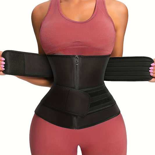 Zipper Waist Trimmer with Double Belt – Adjustable Compression Waist Trainer