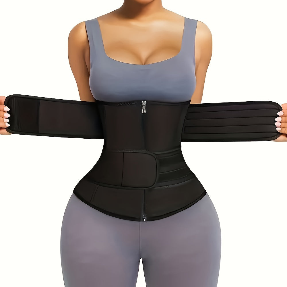Zipper Waist Trimmer with Double Belt – Adjustable Compression Waist Trainer