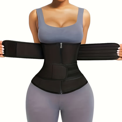 Zipper Waist Trimmer with Double Belt – Adjustable Compression Waist Trainer