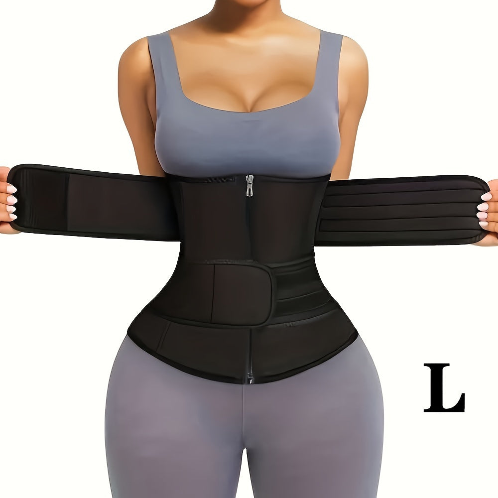 Zipper Waist Trimmer with Double Belt – Adjustable Compression Waist Trainer