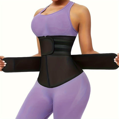 Zipper Waist Trimmer with Double Belt – Adjustable Compression Waist Trainer