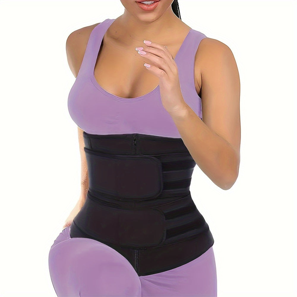 Zipper Waist Trimmer with Double Belt – Adjustable Compression Waist Trainer