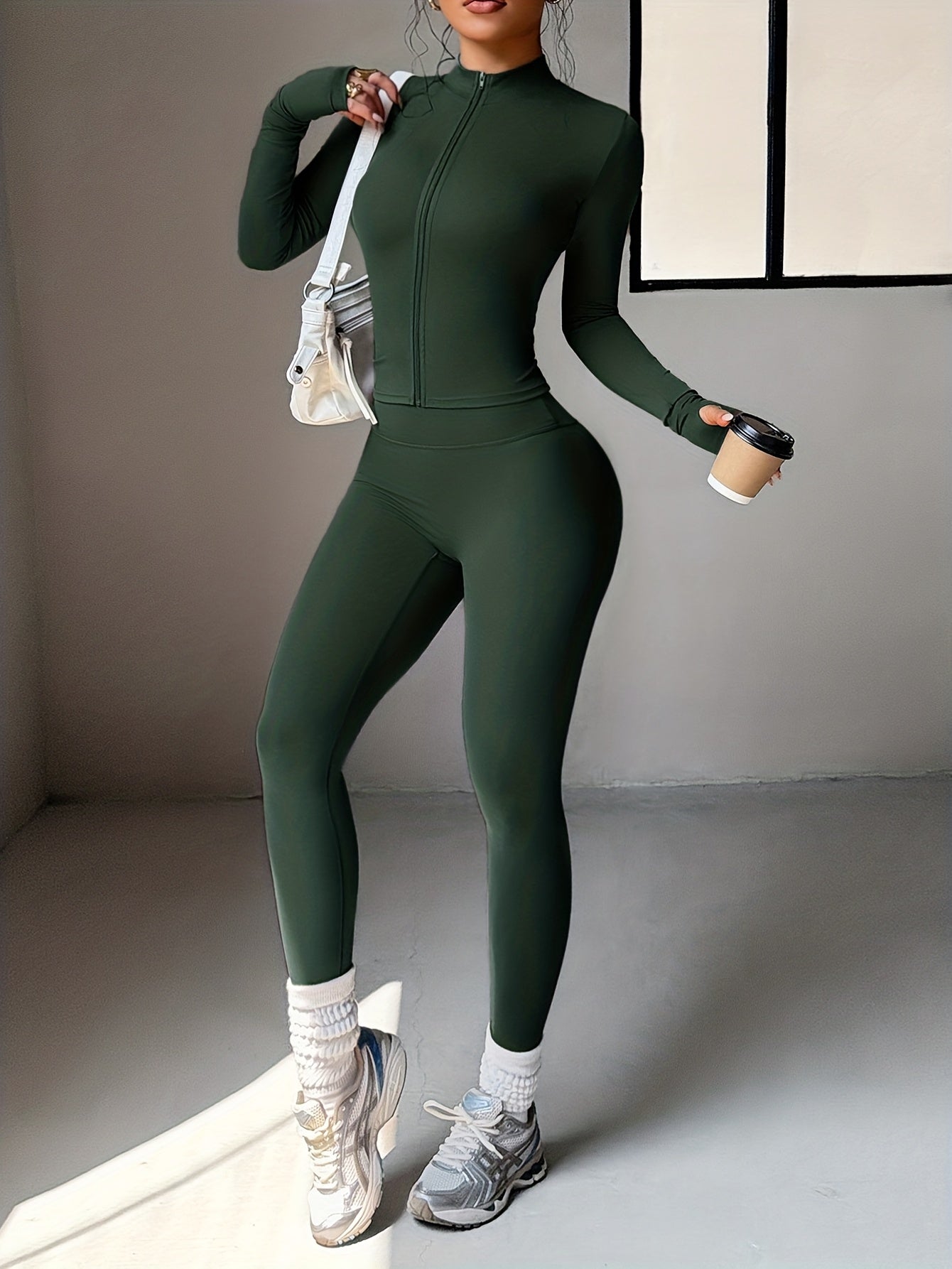 Alder & Thread Perfect Work Out Set – Long Sleeve Zip-Up Jacket + Pants